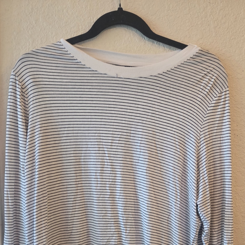 Banana Republic Black and White Striped Long Sleeve Tee